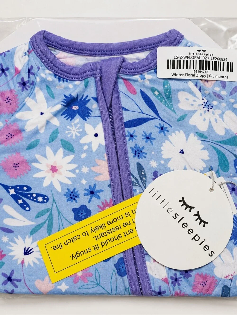 NEW Little Sleepies Winter Floral Zippy 0-3 Months Cottagecore Whimsical Floral